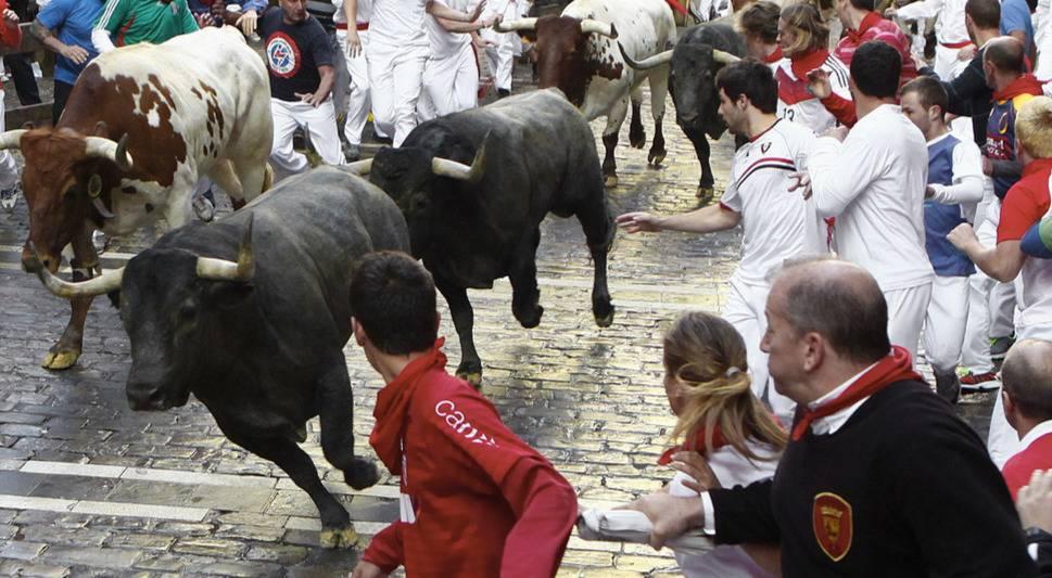 Running of the bulls in San Fermín